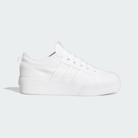 Adidas Nizza Platform Low Womens Casual Shoes Triple White FV5322 NEW Multi Sz - Picture 2 of 10